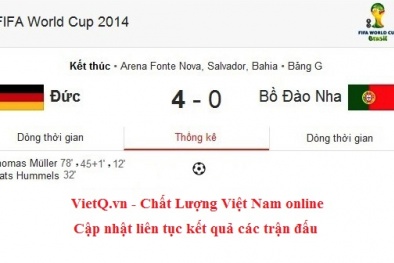 Kết quả tỉ số trận Đức - Bồ Đào Nha: 4-0